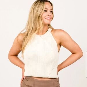 Able Katie Cream Halter sweater Tank Top